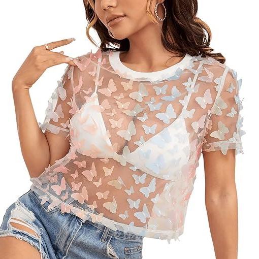 Blusa corta de malla transparente