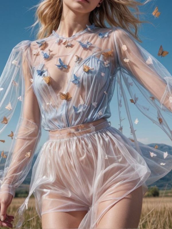 Blusa Transparente con Mariposas