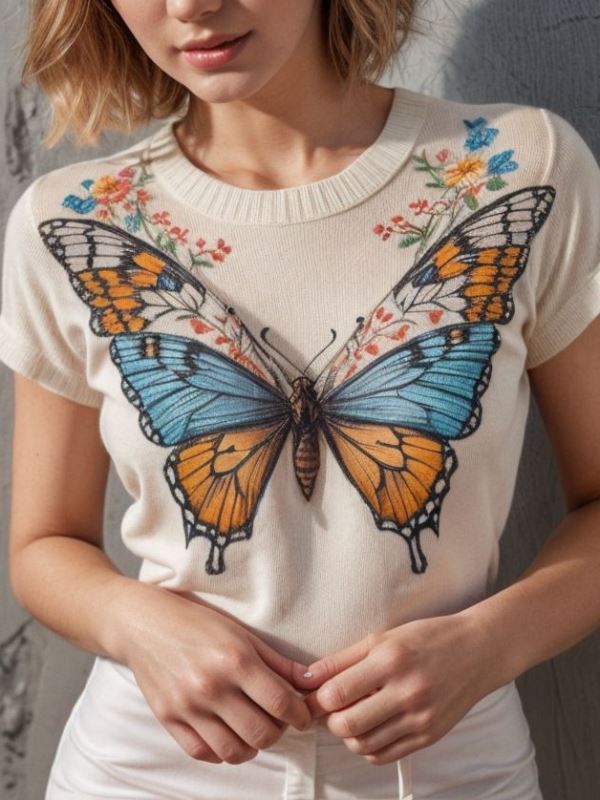 Blusa tejida en forma de mariposa